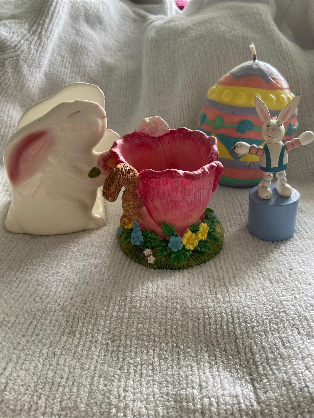Easter Bunny Pink Floral Candy Dish - Decorative Holiday Accent